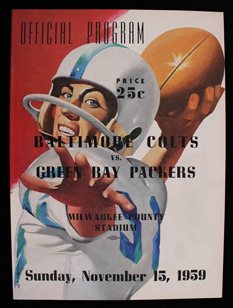 1959 Green Bay Packers Baltimore Colts Milwaukee County Stadium Game Program (Pepper Burruss Collection)