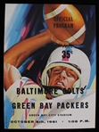 1961 Green Bay Packers Baltimore Colts New City Stadium Game Program (Pepper Burruss Collection)