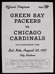 1951 Green Bay Packers Chicago Cardinals City Stadium Exhibition Game Program (Pepper Burruss Collection)