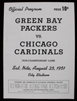 1951 Green Bay Packers Chicago Cardinals City Stadium Exhibition Game Program (Pepper Burruss Collection)