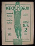 1930 Green Bay Packers Portsmouth Spartans City Stadium Game Program (Pepper Burruss Collection)