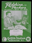 1945 Washington Redskins Green Bay Packers Griffith Stadium Game Program (Pepper Burruss Collection)