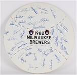 1982 Milwaukee Brewers Team Signed 22" Circular Display w/ 38 Signatures Including Harvey Kuenn, Robin Yount, Paul Molitor, Rollie Fingers, Don Sutton, Ted Simmons & More (JSA)