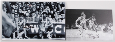 1970s Kareem Abdul Jabbar Bob Dandridge Milwaukee Bucks Signed Oversize Mounted Photos - Lot of 2 (JSA)