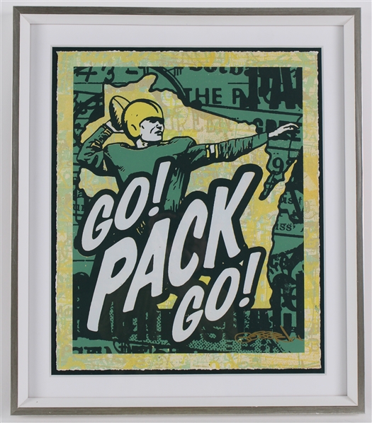 2017 Go! Pack Go! 19" x 22" Framed Original Mixed Media Art from Lambeau Field Collection (Pepper Burruss Collection) 