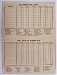 1942-52 Warren Spahn Boston Braves Spring Training Scorecard & Framed Photos - Lot of 3 (Spahn Collection)