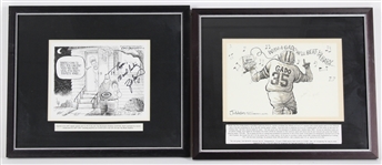 2002-06 Brett Favre & Samkon Gado Signed 16x18 Framed Comic Artwork (Lot of 5)(JSA / Pepper Burruss Collection)