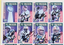 1997 Mike Holmgren, Brett Favre, Reggie White & more GB Packers Signed 15x23 Framed Uncut Card Sheet (JSA / Pepper Burruss Collection)