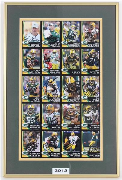 2012 Jordy Nelson, Aaron Rodgers, Greg Jennings & more GB Packers Signed 15x22 Framed Uncut Card Sheet (JSA / Pepper Burruss Collection)