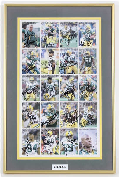 2004 Mike Sherman, Brett Favre, Ahman Green & more GB Packers Signed 15x22 Framed Uncut Card Sheet (JSA / Pepper Burruss Collection)