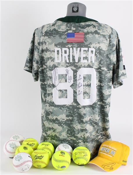 2022 Donald Driver GB Packers Softball League Signed Softball, Jersey, Cap (Lot of 12)(JSA / Pepper Burruss Collection)