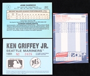 1986-91 Ken Griffey Jr. Jose Canseco Ron Gant Baseball Trading Cards - Lot of 3