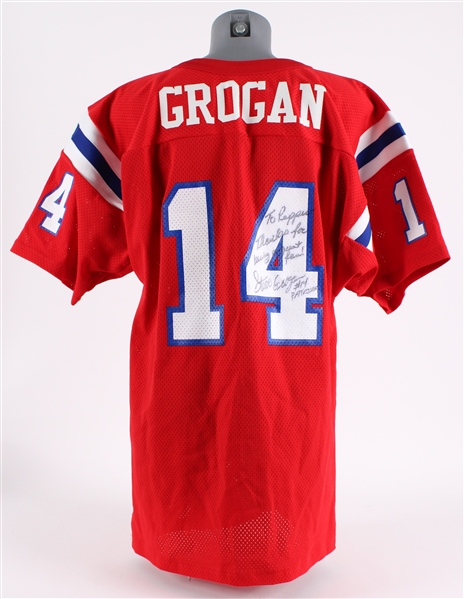 2000s Steve Grogan New England Patriots Signed & Inscribed Jersey (JSA / Pepper Burruss Collection)