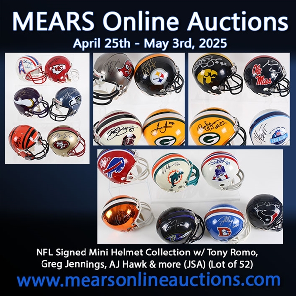 NFL Signed Mini Helmet Collection w/ Tony Romo, Greg Jennings, AJ Hawk & more (JSA) (Lot of 52)