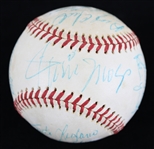 1976 Old Timers / Milwaukee Brewers Team Signed OAL MacPhail Baseball w/ 18 Signatures Including Mickey Mantle, Willie Mays, Hank Aaron, Robin Yount & More (JSA)