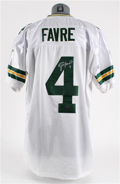 2007 Brett Favre Green Bay Packers Signed Retail Jersey w/ Lambeau Field 50 Years & Captain Patches (Favre Hologram)