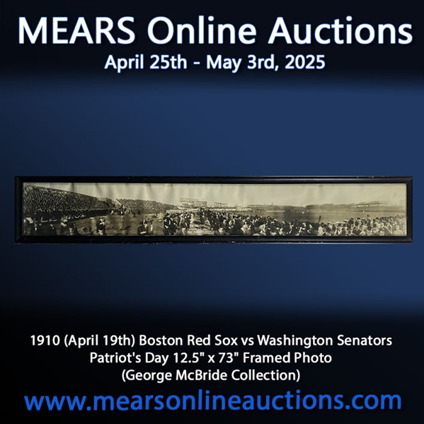 1910 (April 19th) Boston Red Sox vs Washington Senators Patriots Day 12.5" x 73" Framed Photo (George McBride Collection)