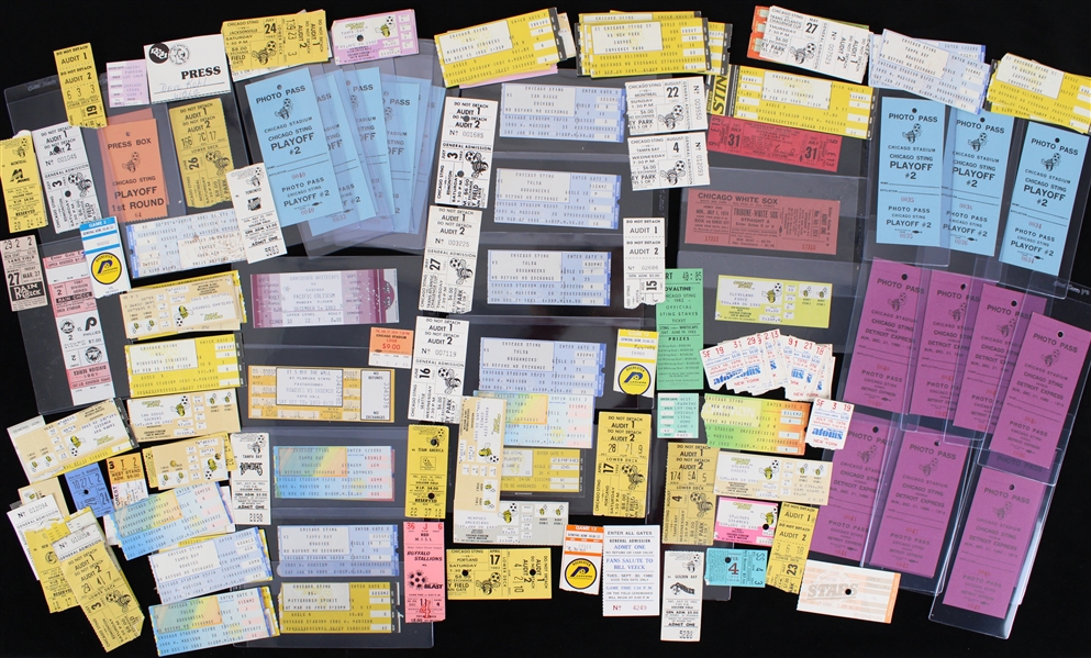 1970s-80s Soccer Ticket Stub Collection - Lot of 150 w/ Chicago Sting, Philadelphia Atoms vs New York Cosmos (Pele) & More