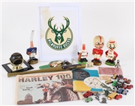 1910s-2000s Baseball Football Americana Memorabilia Collection - Lot of 11 w/ Pete Rose Signed Black Baseball, Vintage Nodders & More (JSA)