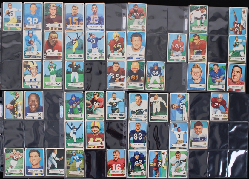 1954 Bowman Football Trading Cards Partial Set w/ 72 of 128 Cards