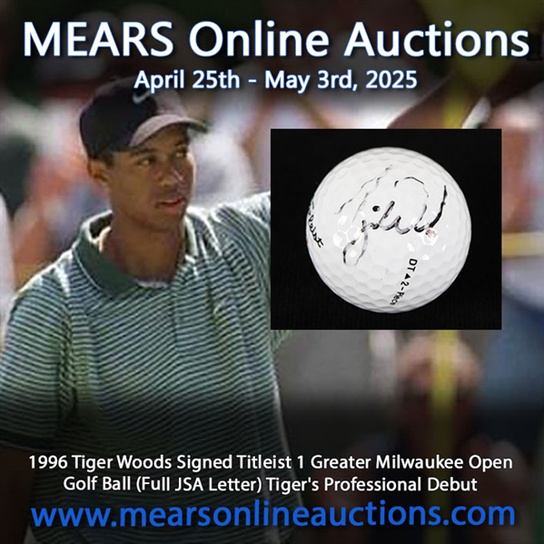 1996 Tiger Woods Signed Titleist 1 Greater Milwaukee Open Golf Ball (Full JSA Letter) Tigers Professional Debut