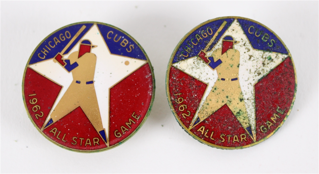 1962 Chicago Cubs Wrigley Field All Star Game Press Pins - Lot of 2