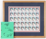 1984 The Natural Memorabilia Collection - Lot of 2 w/ 25" x 29" Framed Roy Hobbs Uncut Card Sheet & Multi Signed Script