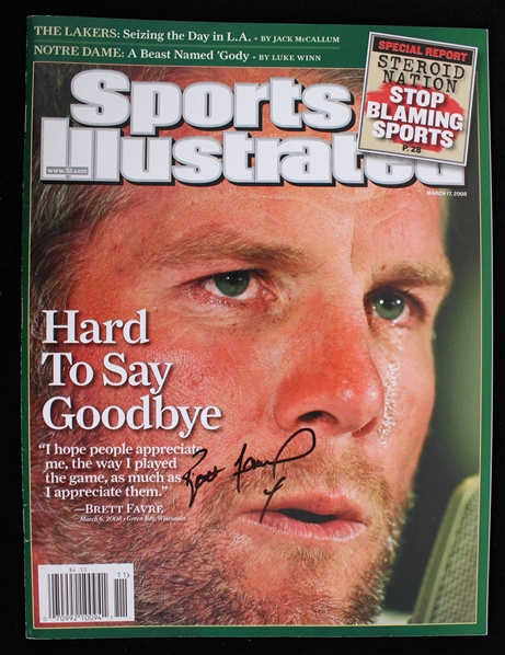 2008 Brett Favre Green Bay Packers Signed Sports Illustrated Magazine (JSA) (Pepper Burruss Collection)