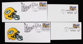 1997 Vince Lombardi Green Bay Packers First Day of Issue Postage Stamps and Envelopes (Lot of 4) (Pepper Burruss Collection)