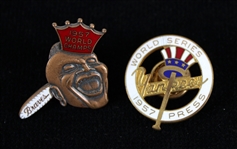 1957 Milwaukee Braves and New York Yankees World Series 1" Pinback Press Pins (Lot of 2)
