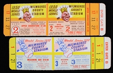 1957-58 Milwaukee Braves World Series Full Tickets (Lot of 2)