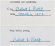 1956 Robert Bob Pettit Milwaukee St. Louis Hawks Signed Greatest Sports Thrill Radio Program Contract (JSA)
