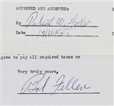 1955 Bob Feller Cleveland Indianss Signed Greatest Sports Thrill Radio Program Contract (JSA)