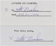 1956 Otto Graham Cleveland Browns Signed Greatest Sports Thrill Radio Program Contract (JSA)