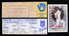 1992-96 Robin Yount Paul Molitor Brewers / Twins 3,000th Career Hit Full Tickets - Lot of 2 (MEARS LOA)