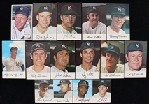 1964-71 Mickey Mantle Topps Giant #25 Baseball Trading Cards & New York Yankees Clinic Postcards - Lot of 13