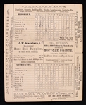 1884 Brooklyn American Association vs Anthracite Scored Scorecard 