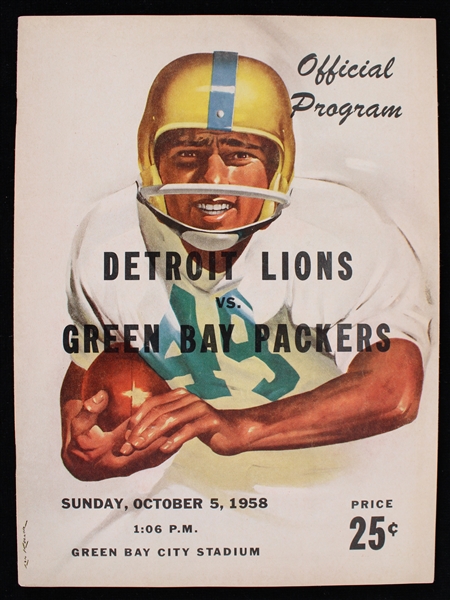 1958 Green Bay Packers Detroit Lions City Stadium Game Program