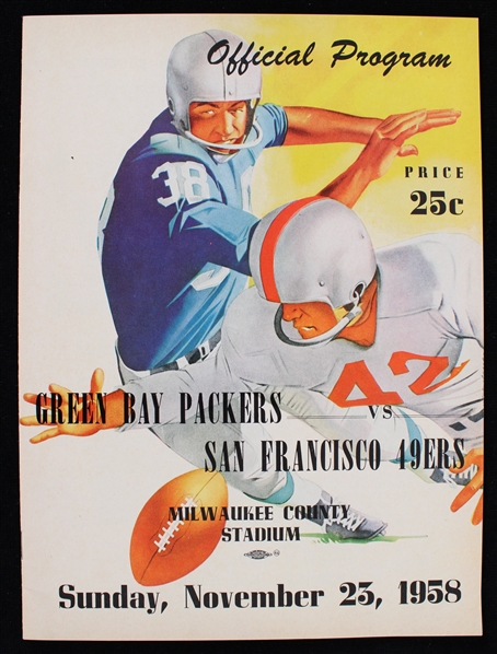 1958 Green Bay Packers San Francisco 49ers Milwaukee County Stadium Game Program