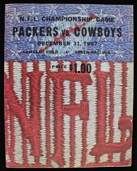1967 Green Bay Packers Dallas Cowboys Lambeau Field "Ice Bowl" NFL Championship Game Program