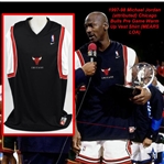 1997-98 Michael Jordan (attributed) Chicago Bulls Pre Game Warm Up Vest Shirt (MEARS LOA)