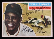 1956 Willie Mays New York Giants Signed Topps #130 Baseball Trading Card (JSA) 