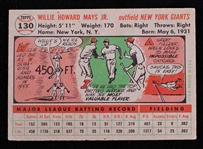 1956 Willie Mays New York Giants Signed Topps #130 Baseball Trading Card (JSA) 