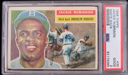 1956 Jackie Robinson Brooklyn Dodgers Topps #30 White Back Baseball Trading Card (PSA Slabbed Good 2)