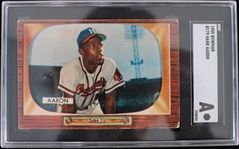 1955 Hank Aaron Milwaukee Braves Bowman #179 Baseball Trading Card (SGC Slabbed A)
