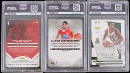 2013-14 Giannis Antetokounmpo Milwaukee Bucks Basketball Trading Cards - Lot of 3 (PSA Slabbed Mint 9)