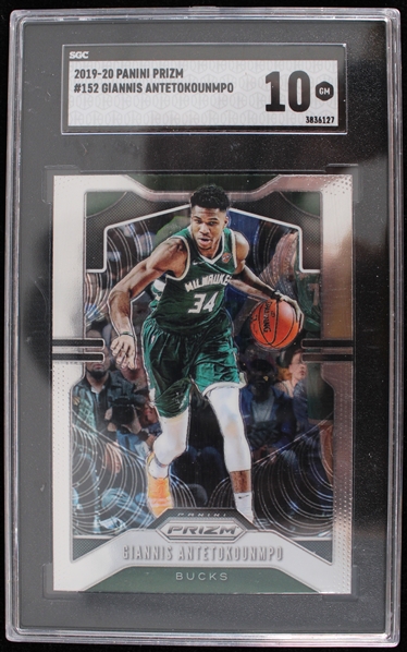 2019-20 Giannis Antetokounmpo Milwaukee Bucks Panini Prizm #152 Basketball Trading Card (SGC Slabbed 10 GM)