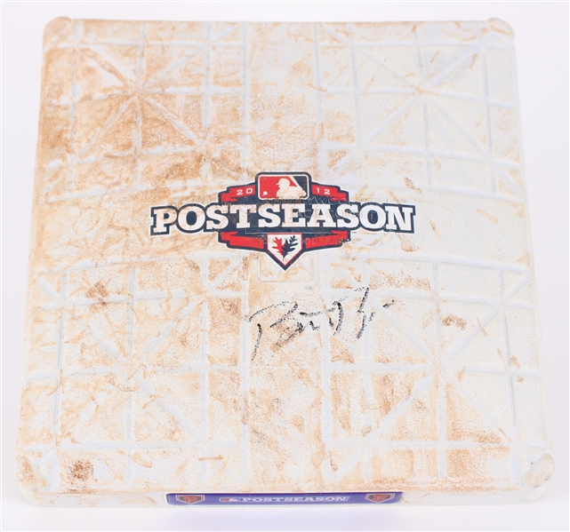 2012 Bruce Bochy San Francisco Giants Signed NLDS Game 1 Used Base (MEARS LOA / JSA / MLB Hologram)
