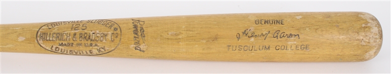 1950's-90's Hank Aaron Milwaukee Braves Tusculum College H&B Louisville Slugger Bat + (16) Reprint Trading Cards