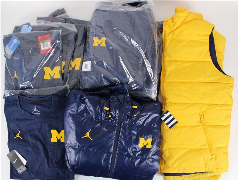 2010s-20s Michigan Wolverines Retail Shirts, Jackets & Lands End Vest - Lot of 24